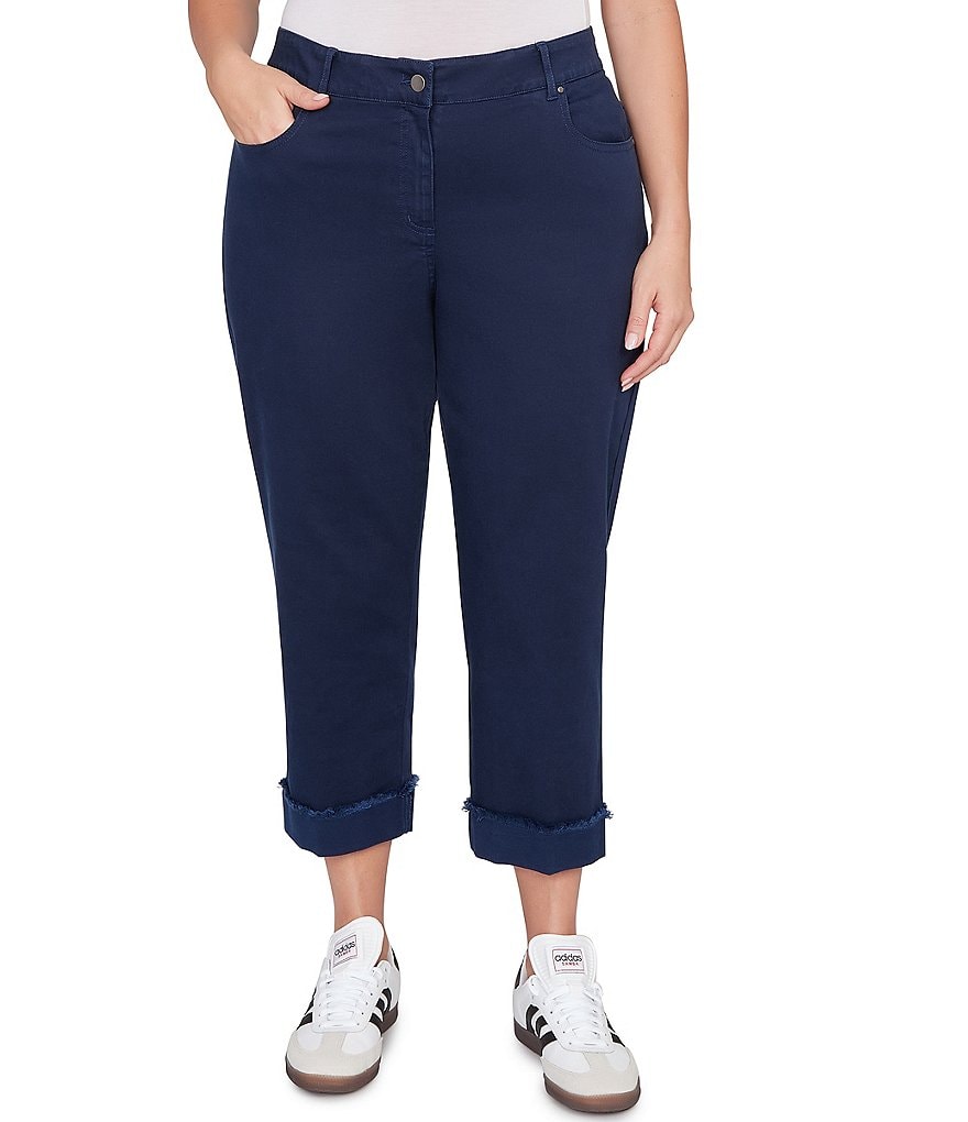 パンツ RUBY Ruby Rd. Plus Size Soft Stretch Twill Cuffed Hem Girlfriend Pants