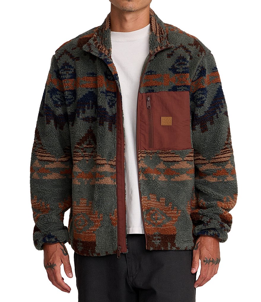 RVCA Long Sleeve Poly Engineered Jacquard Sherpa Jacket | Dillard's