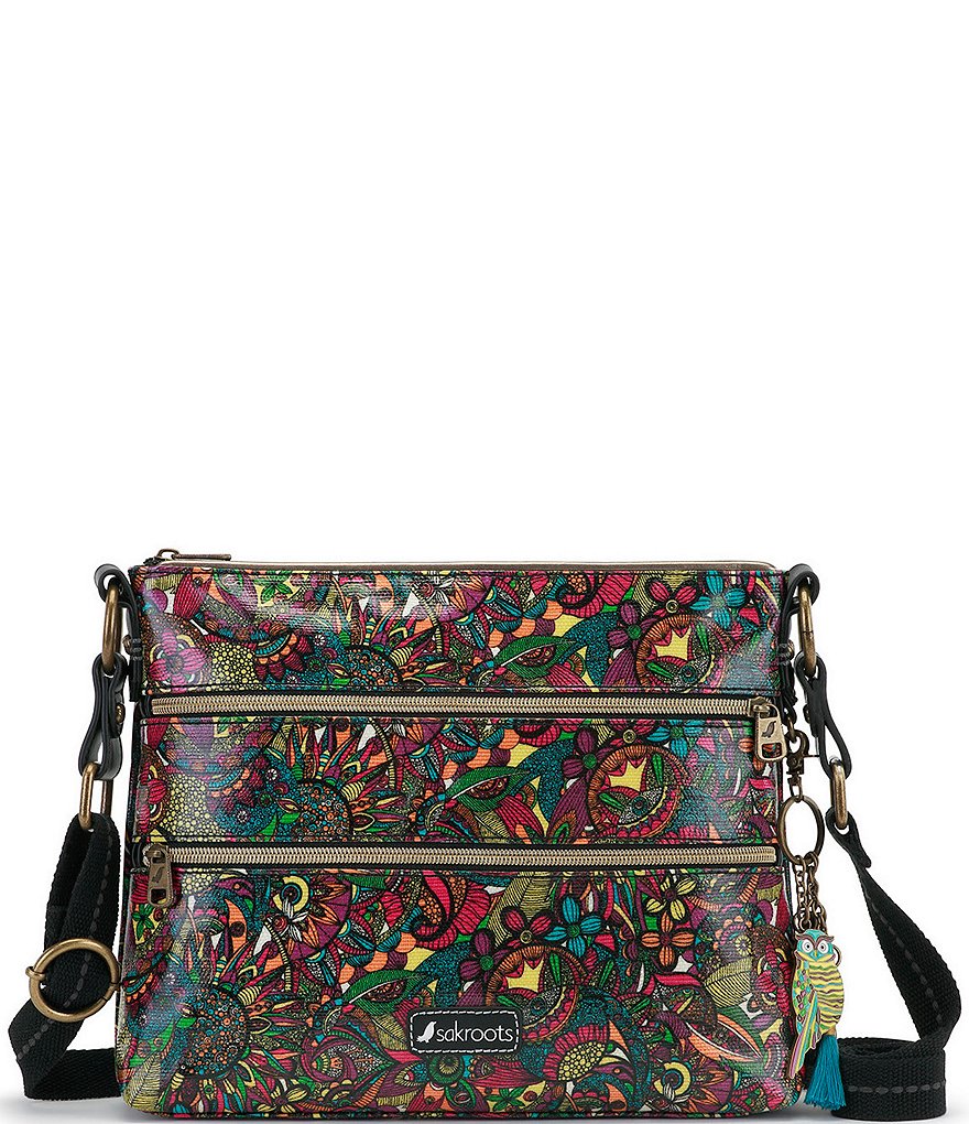 Sakroots Basic Double Zip Printed Coated Canvas Crossbody Bag | Dillard's