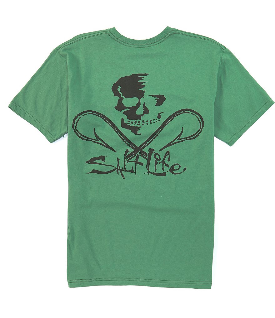 Salt Life Skull And Hooks Screen Print Short Sleeve Pocket T-Shirt