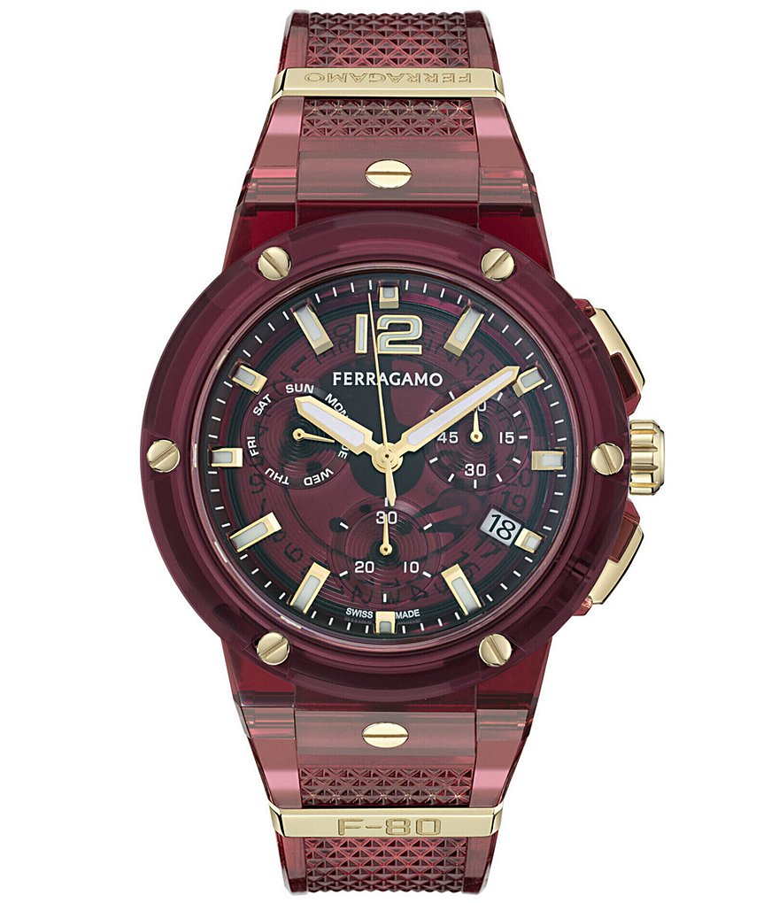 Salvatore Ferragamo Men's F-80 Translucent Chronograph Strap Watch