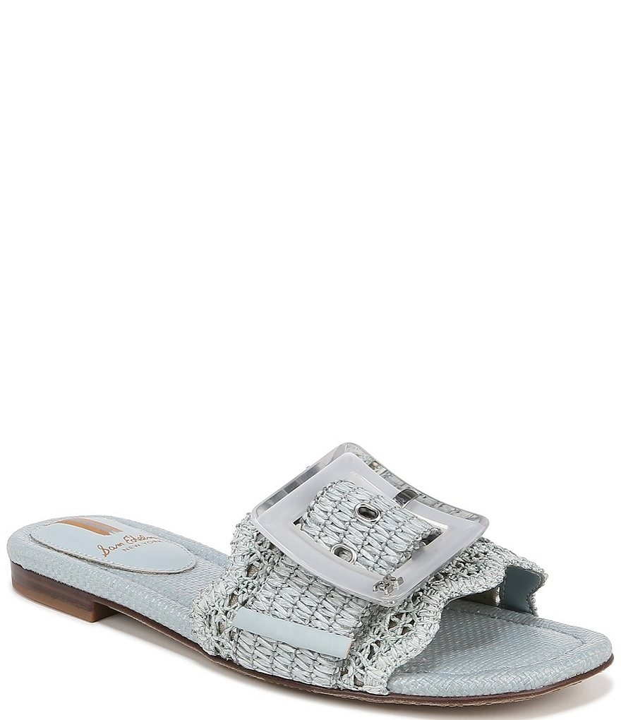 Sam Edelman Bambi Raffia Oversized Buckle Detail Slide Sandals