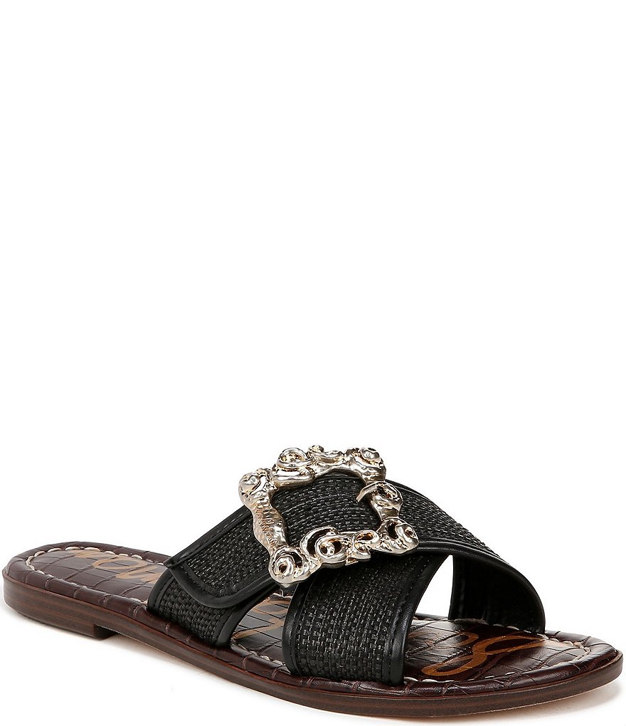 Sam Edelman Gracyn Raffia Embellished Buckle Detail Crisscross