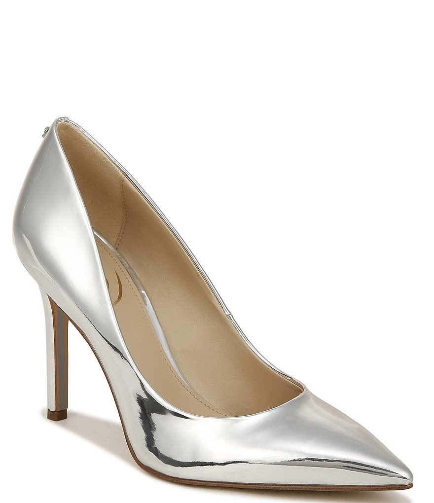 Metallic pointed toe heels best sale