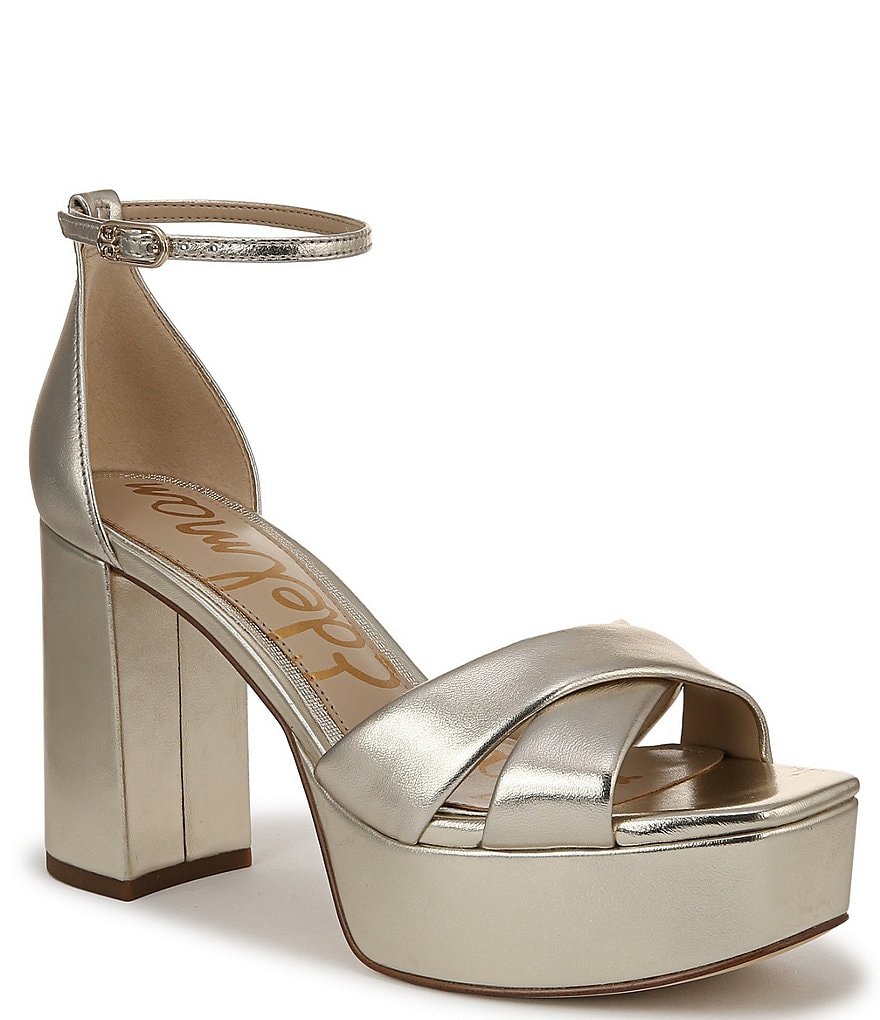 Sam Edelman Jullian Metallic Leather Ankle Strap Platform