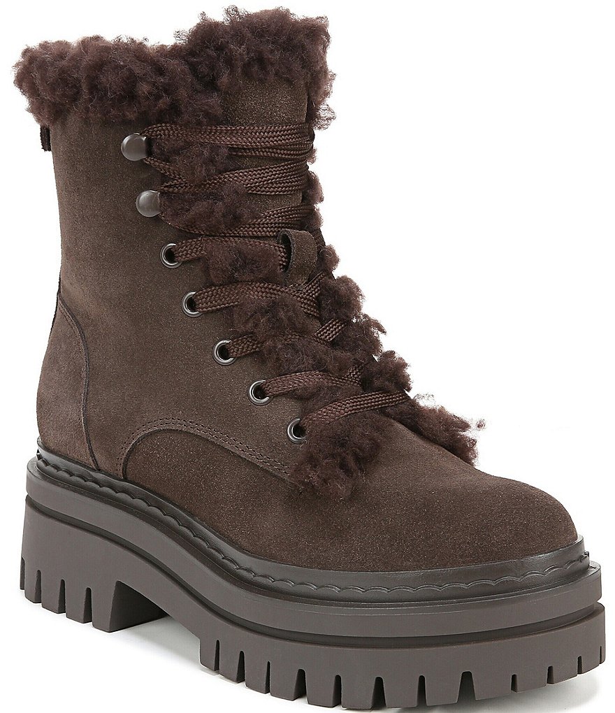 Fraser shearling and suede combat outlet booties