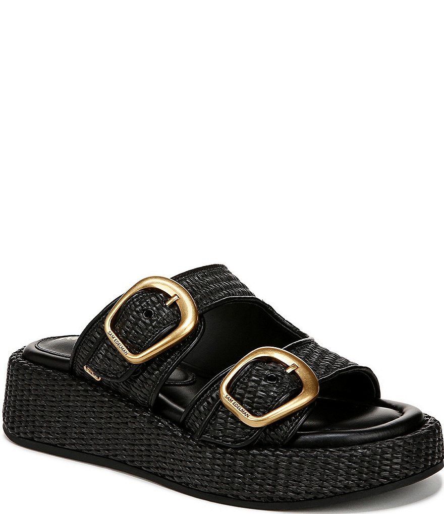 Sam Edelman Nerissa Raffia Buckle Detail Platform Slide