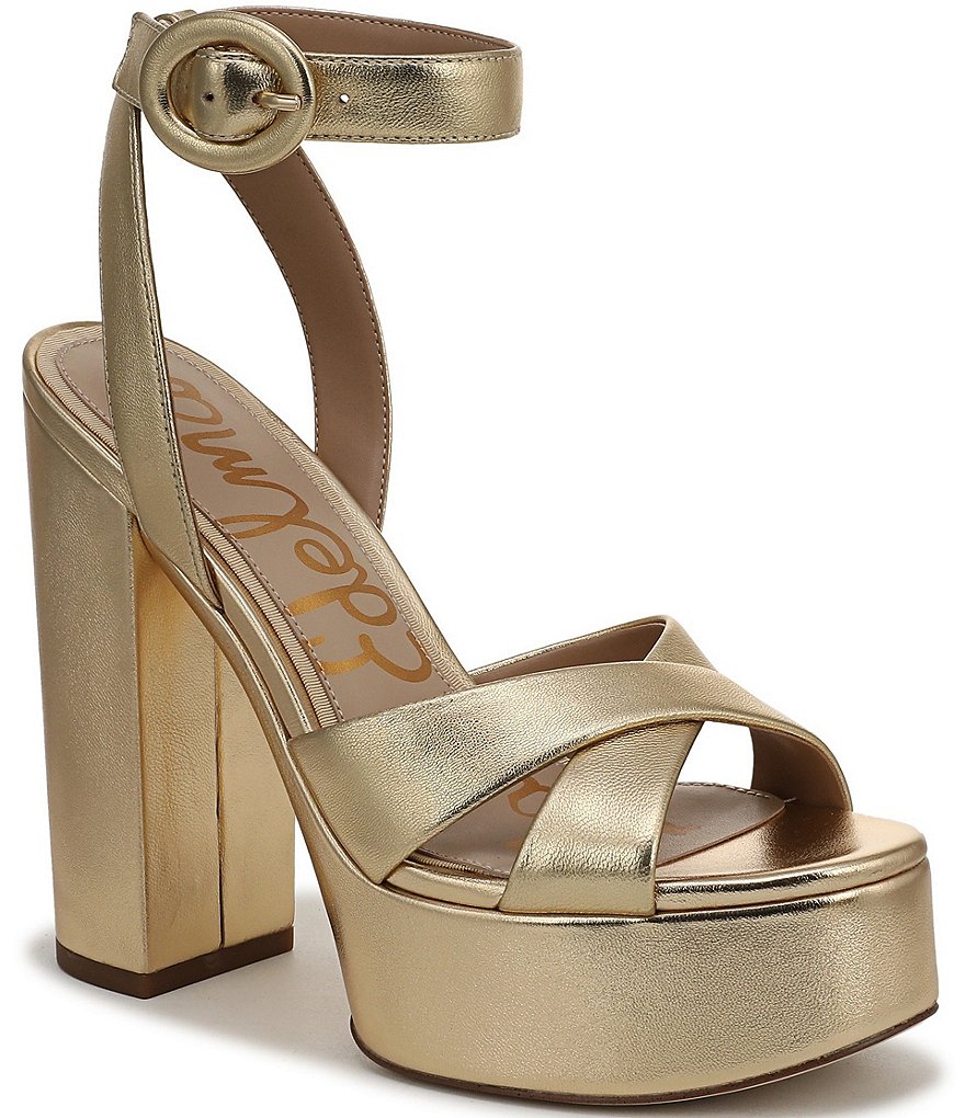 Sam Edelman Adella Metallic Gold Strappy Sandals - Caged Heels With 4 Inch Stiletto