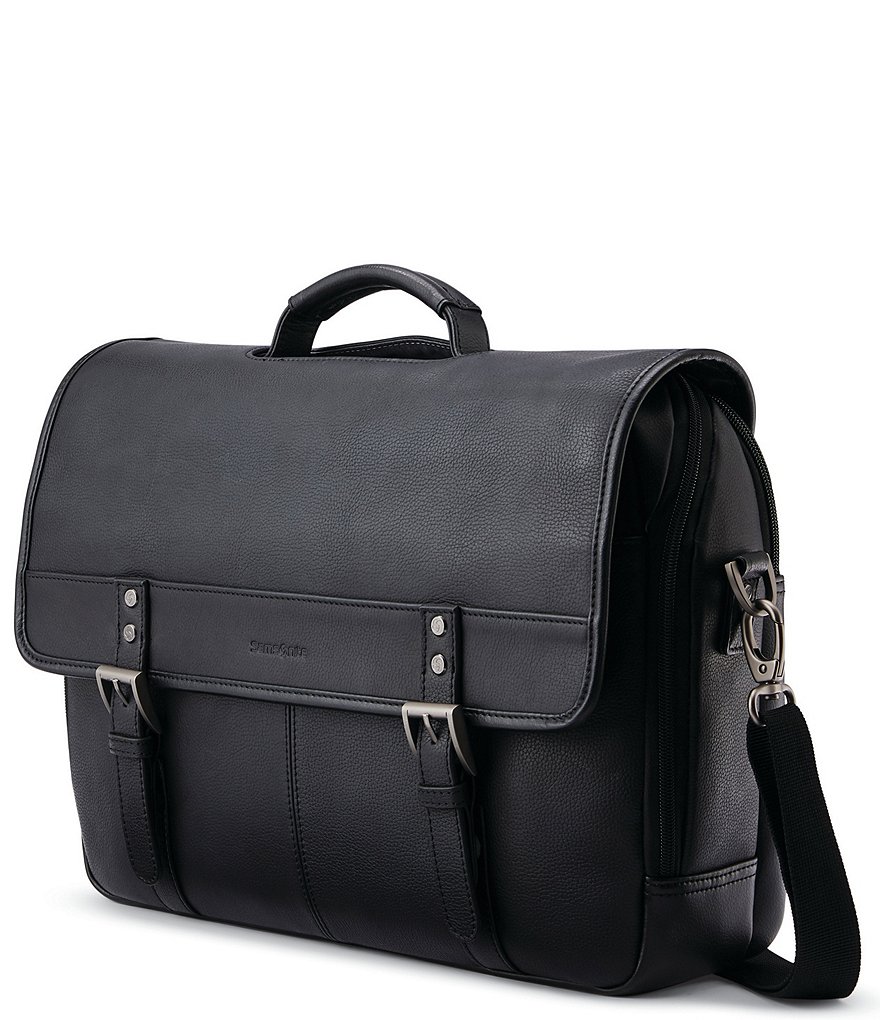 Leather store flapover briefcase