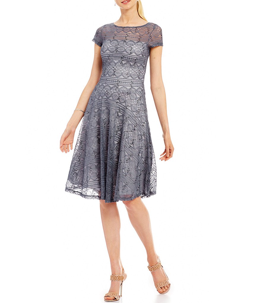 Sangria Lace Fit & Flare Dress | Dillards