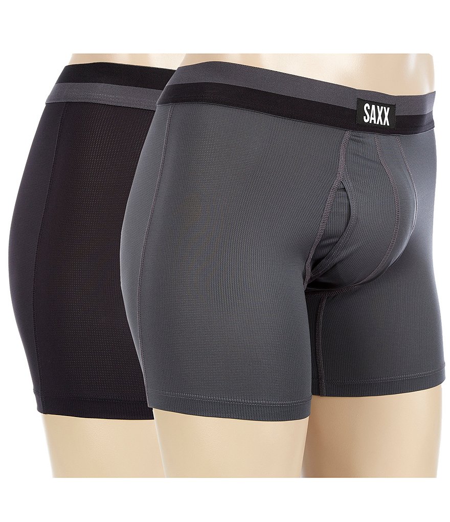 Men's sports boxer briefs with a fly SAXX SPORT MESH Boxer Brief Fly -  graphite. Grey, BRANDS \ SAXX \ SPORTS BOXER SHORTS