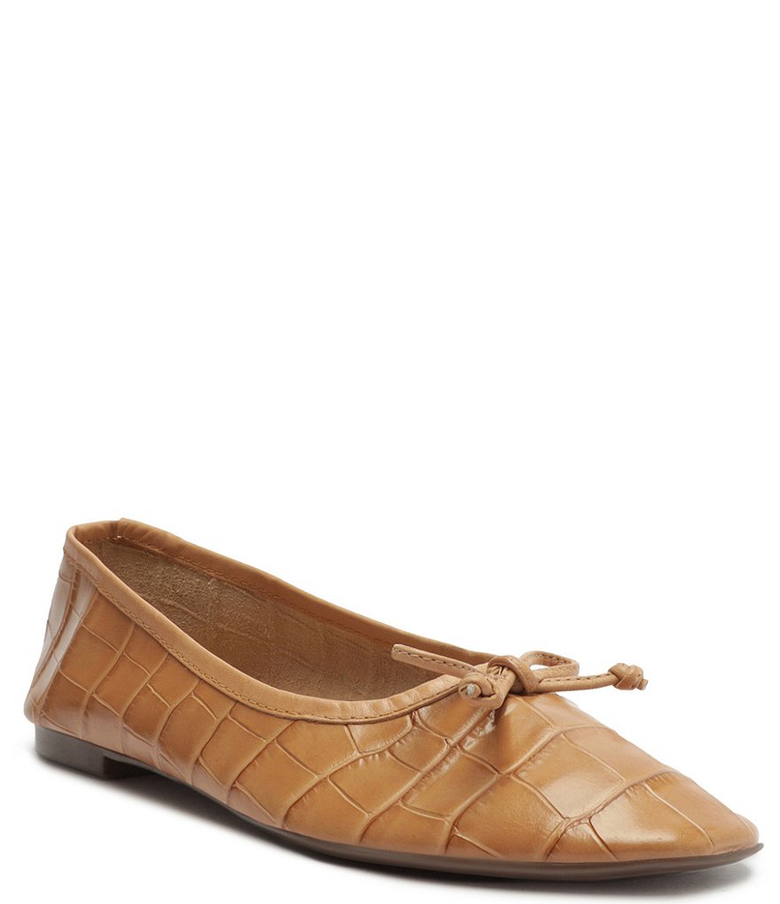 Schutz Arissa Croco Print Leather Ballet Bow Flats