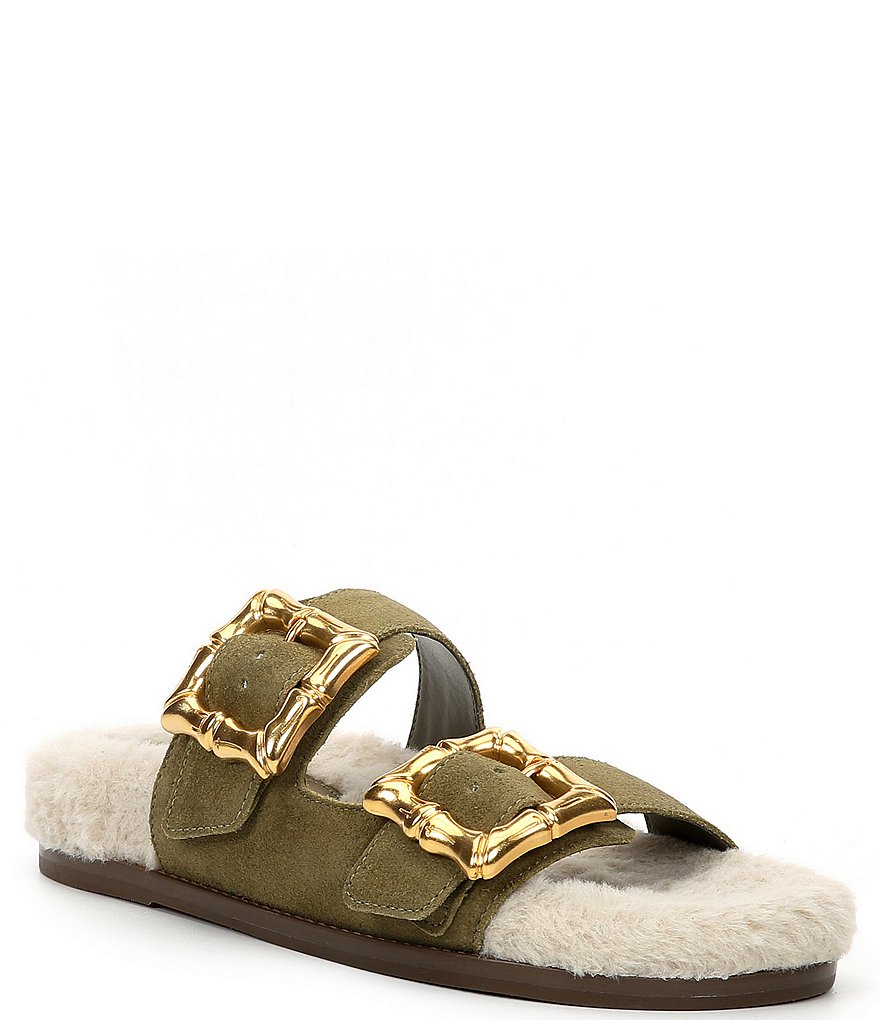 Schutz Enola Weekend Sporty Suede Buckle Detail Banded Slide Sandals Dillards 0768