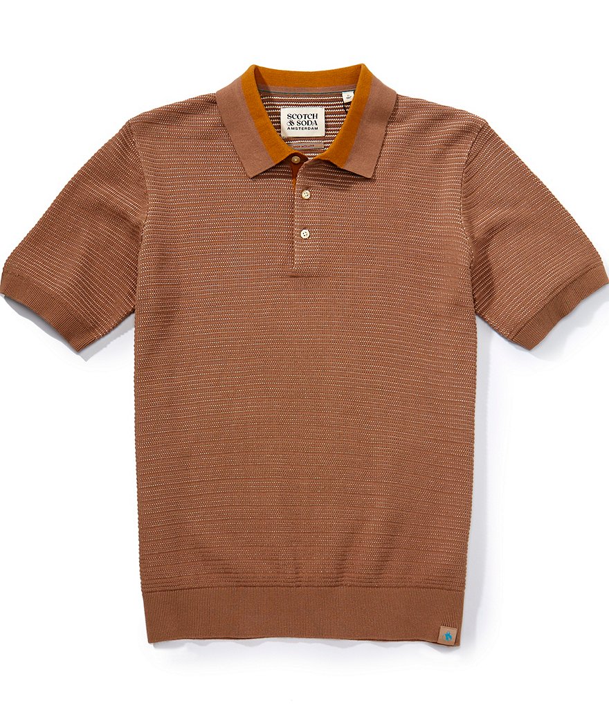 Scotch & Soda Structured Knit Short Sleeve Polo Shirt | Dillard's