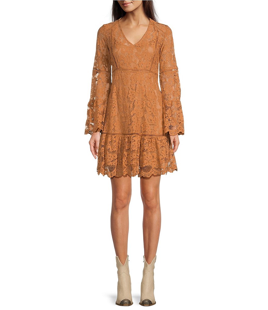 Scully Ladies' L/S Ivory/Beige Lace Dress