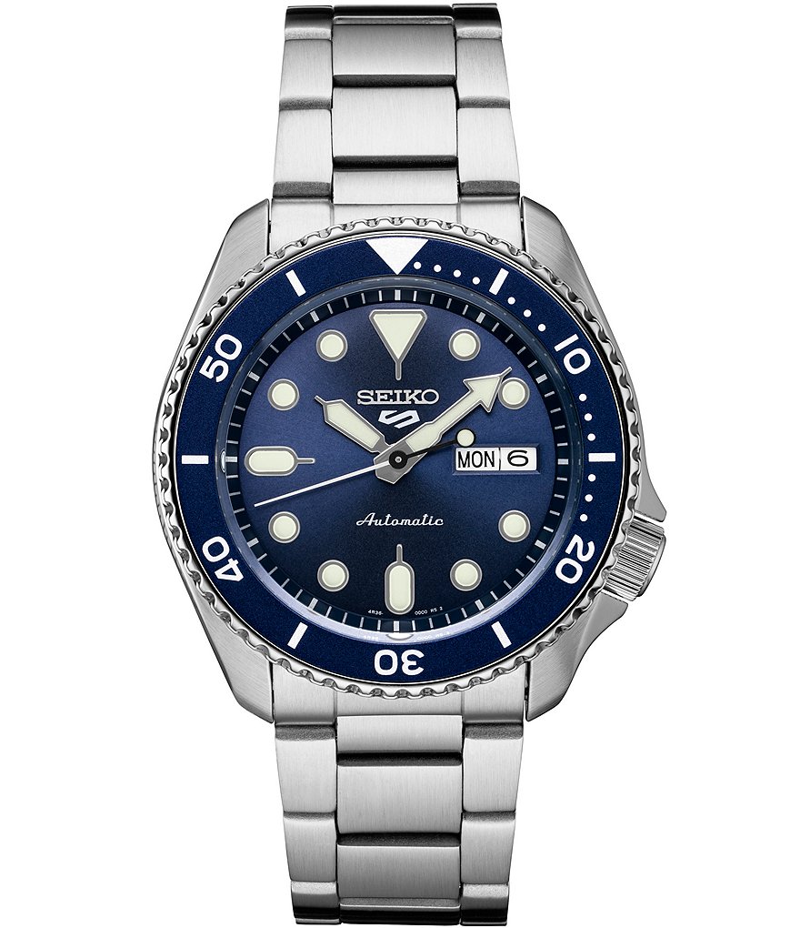 seiko 5 sports mens stainless steel bracelet watch