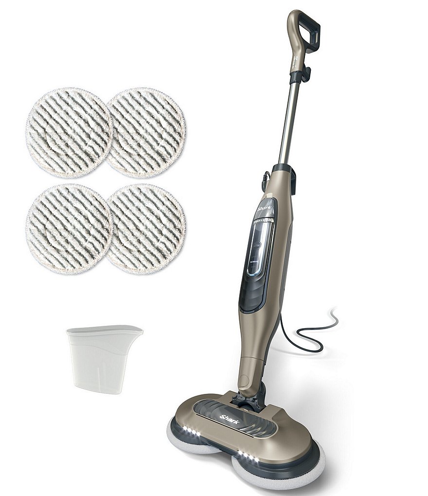  Shark S7001 Mop, Scrub & Sanitize at The Same Time, Designed  for Hard Floors, with 4 Dirt Grip Soft Scrub Washable Pads, 3 Steam Modes &  LED Headlights, Gold, 13.7