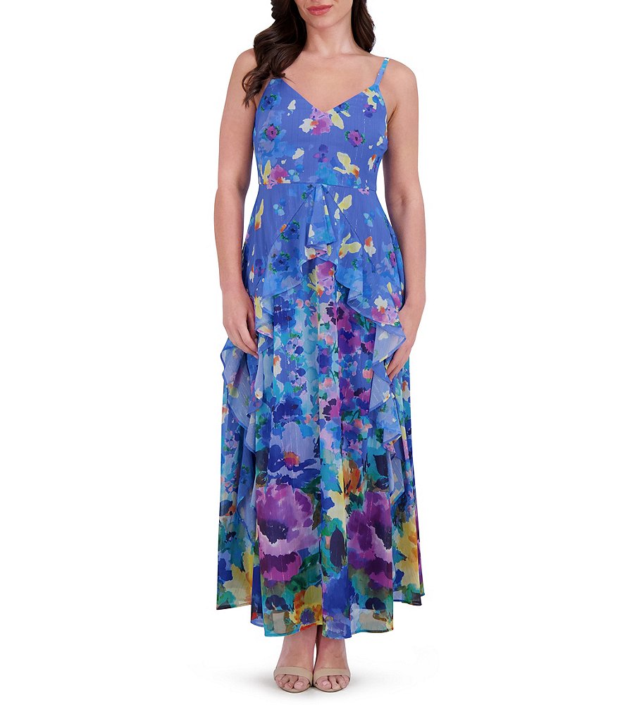 SIENA Chiffon Floral Print V Neck Sleeveless A-Line Midi SIENA Chiffon Floral Print V Neck Sleeveless A-Line Midi