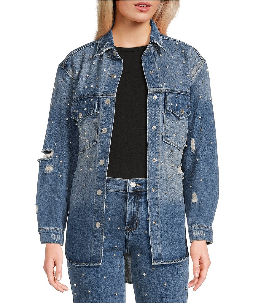 Signature 8 Boyfriend Trucker Rhinestone Jacket | Dillard's