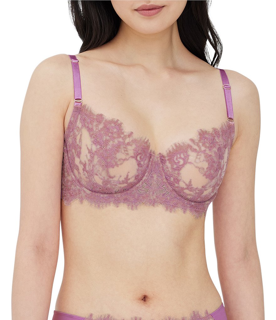 X-Rated Lace Balconette Bra in Pink & Purple