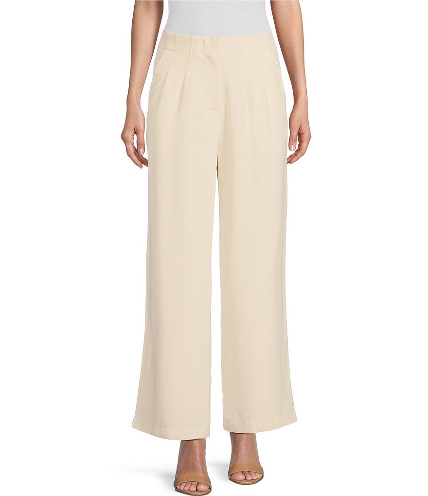 Skies Are Blue Pintuck Coordinating Wide Leg Trouser Pants | Dillard's