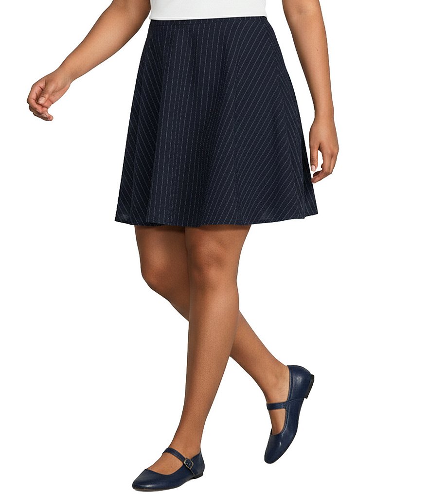 Skies Are Blue Plus Size Pinstripe A-Line Mini Skirt | Dillard's