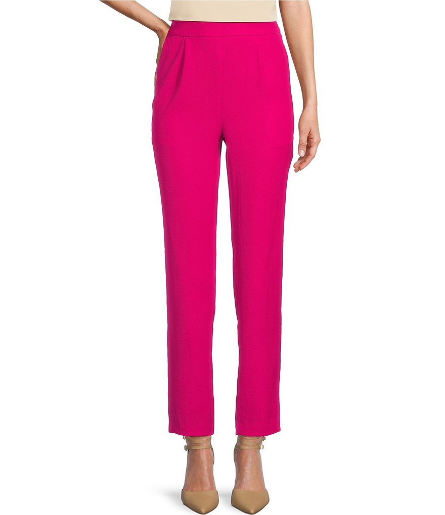  Pants for Women Solid Tie Front Zip Back Pants (Color : Hot Pink,  Size : Large) : Clothing, Shoes & Jewelry