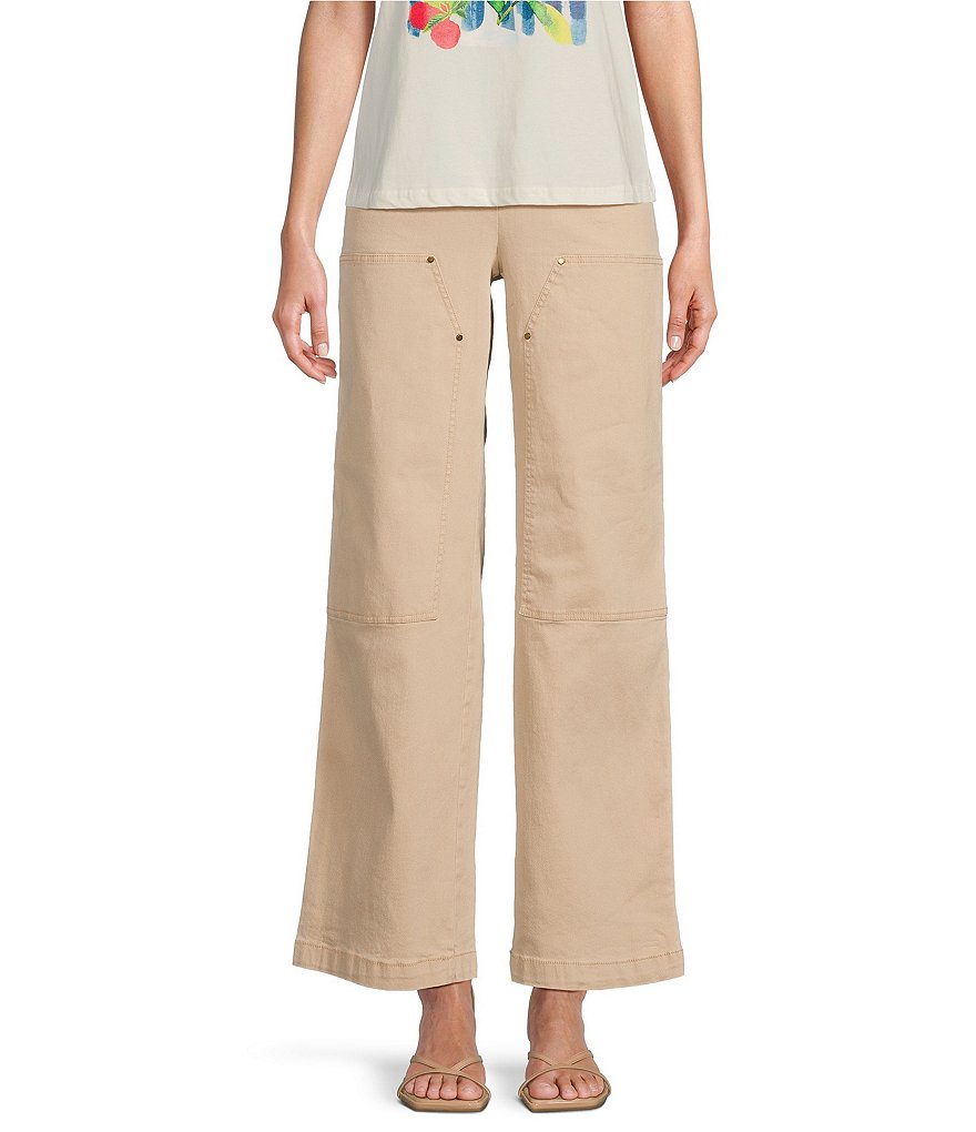Skies Are Blue Washed Cotton Twill High Rise Carpenter Wide