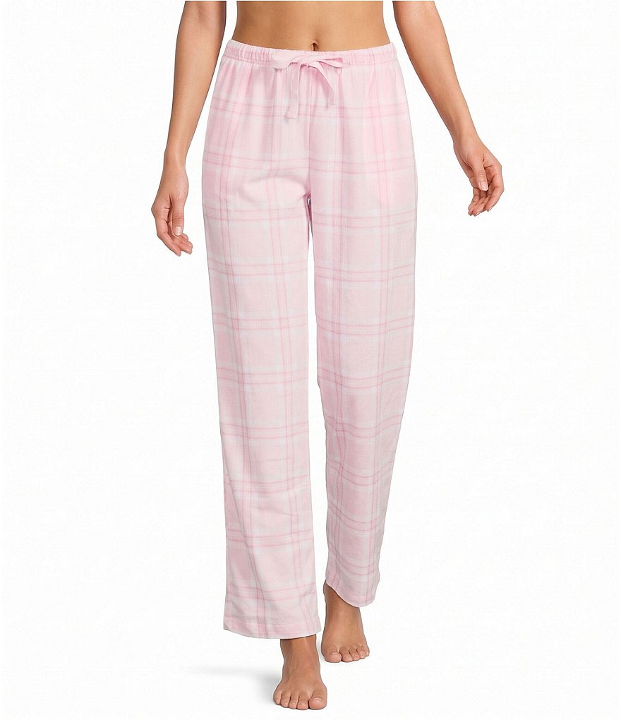 Blue Plaid Yarn Dye Cotton Portuguese Flannel Drawstring Tie Coordinating Sleep Pants