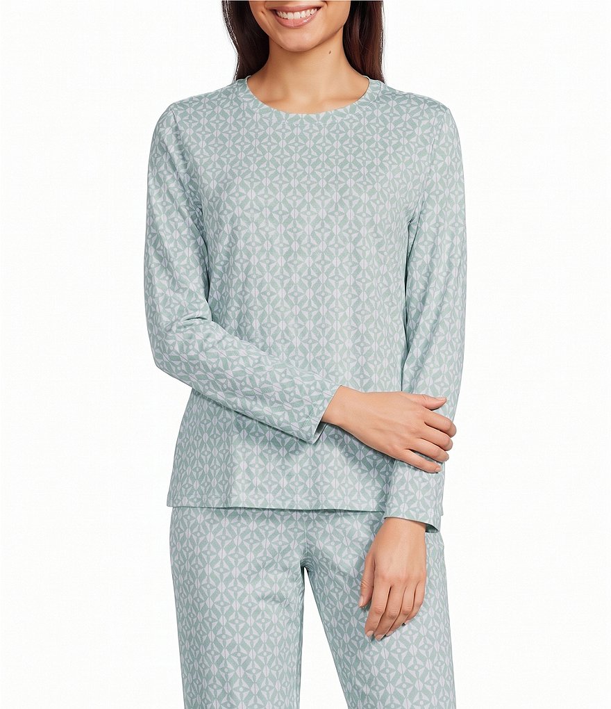 Jersey Knit Irish Geo Long Sleeve Scoop Neck Coordinating Sleep Top