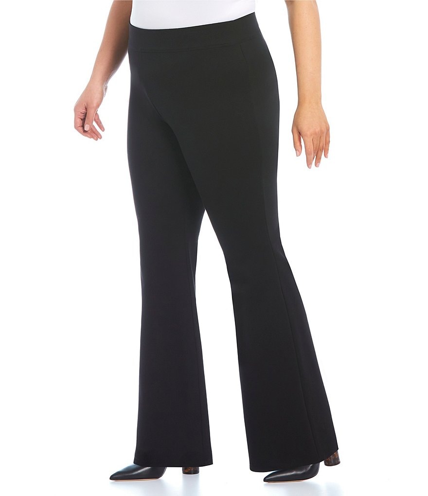 Slim Factor by Investments Plus Size Ponte Knit Classic Waist Flare Leg  Pants