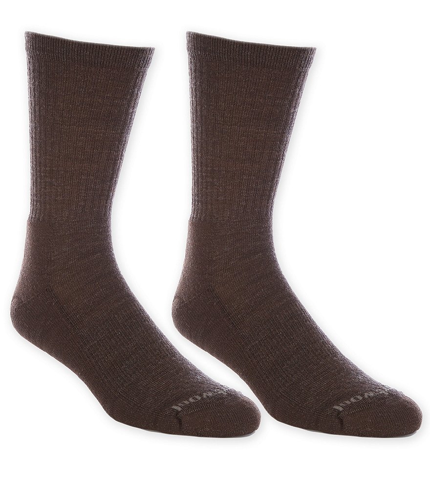 2Pack of Loose Fit Solid Merino Wool Crew Socks to Size 19 in 2 Colors USA