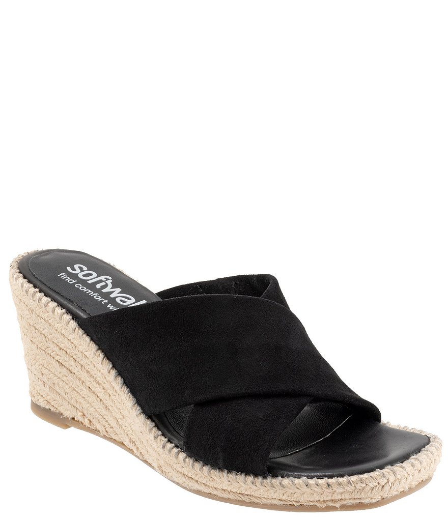 SoftWalk Hastings Suede Espadrille Wedge Slides Dillard s