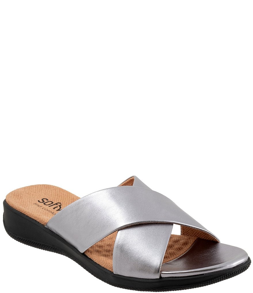 SoftWalk Tillman Leather Slide Sandals Dillard s