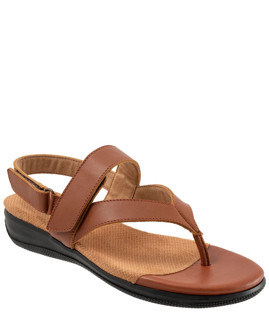 SoftWalk Tracy 2.0 Leather Adjustable Slingback Thong Sandals