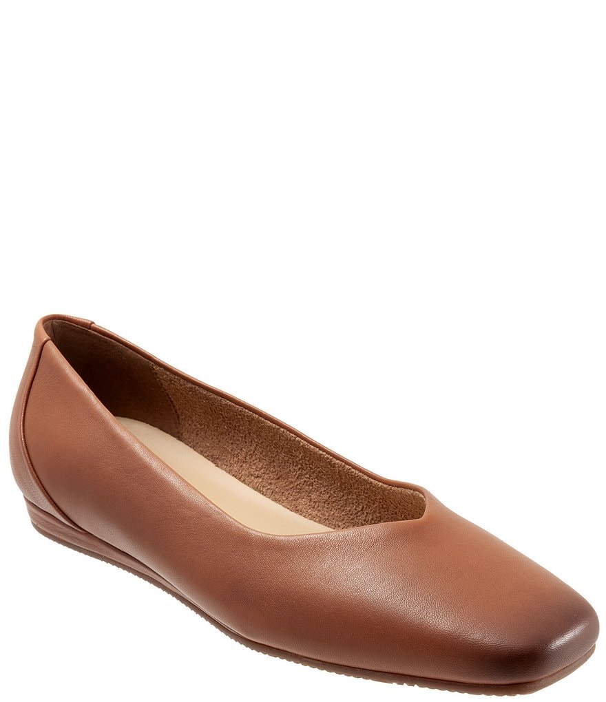 SoftWalk Vellore Leather Square Toe Flats Dillard s