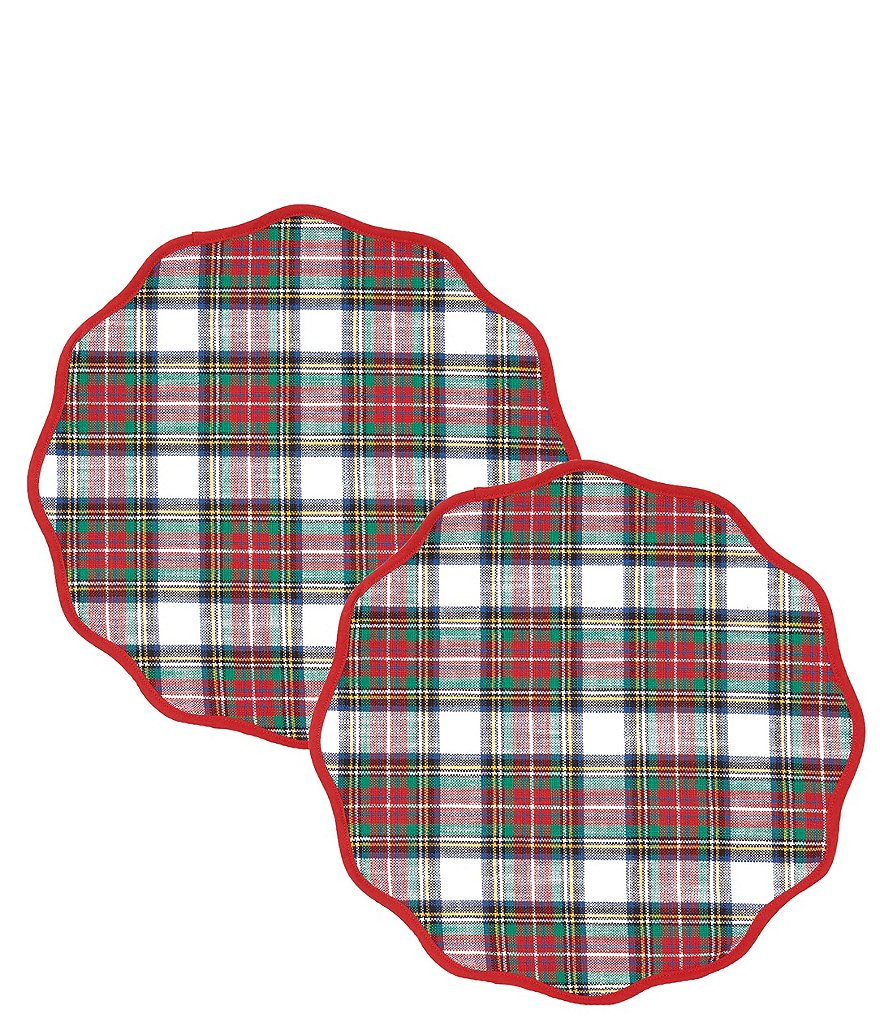 Southern Living Christmas Plaid Scalloped Placemats, Set of 2 Dillard's