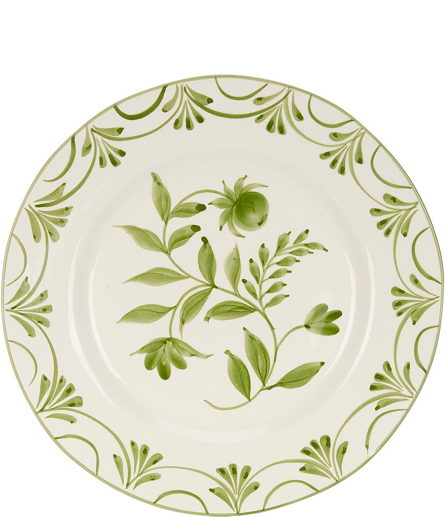 Southern Living Genevieve Collection Green Hand Painted Dinner Plate