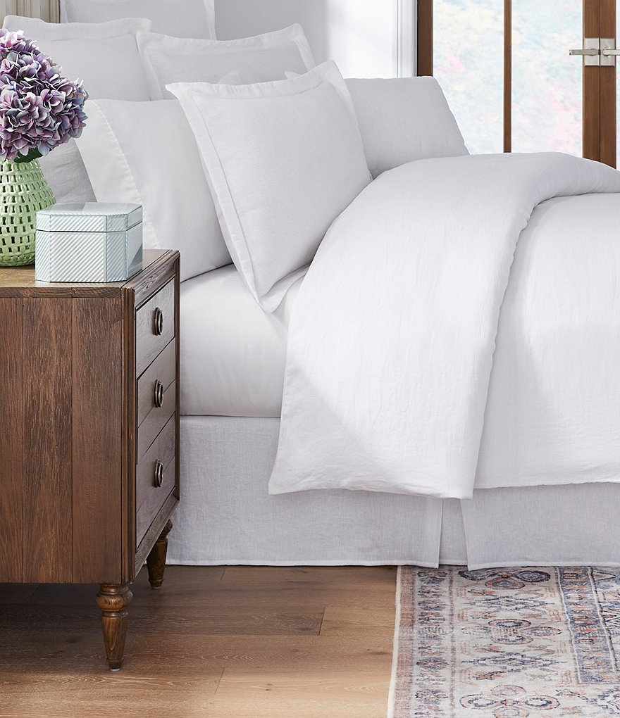 Jupe De Lit King Blanc Lin Et Coton Southern Living Heirloom, Style Fermière 80x78 Pouces