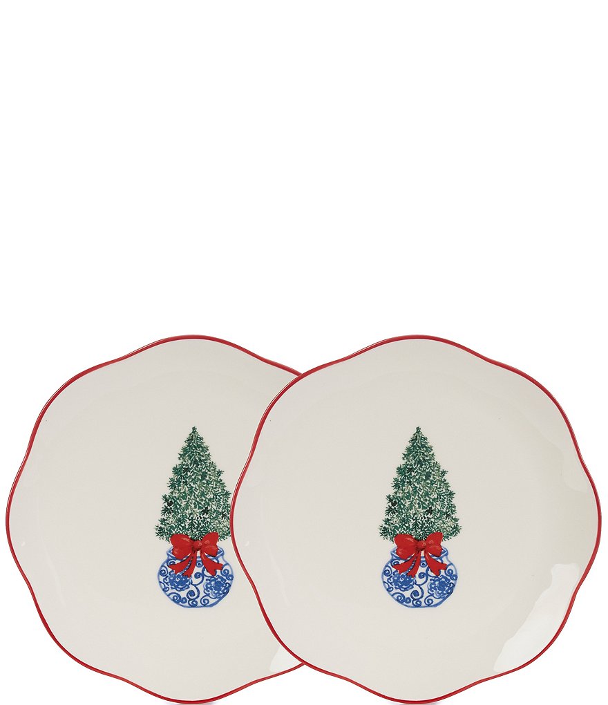 Southern Living Holiday Classic Christmas Tree Accent Plates, Set of 2