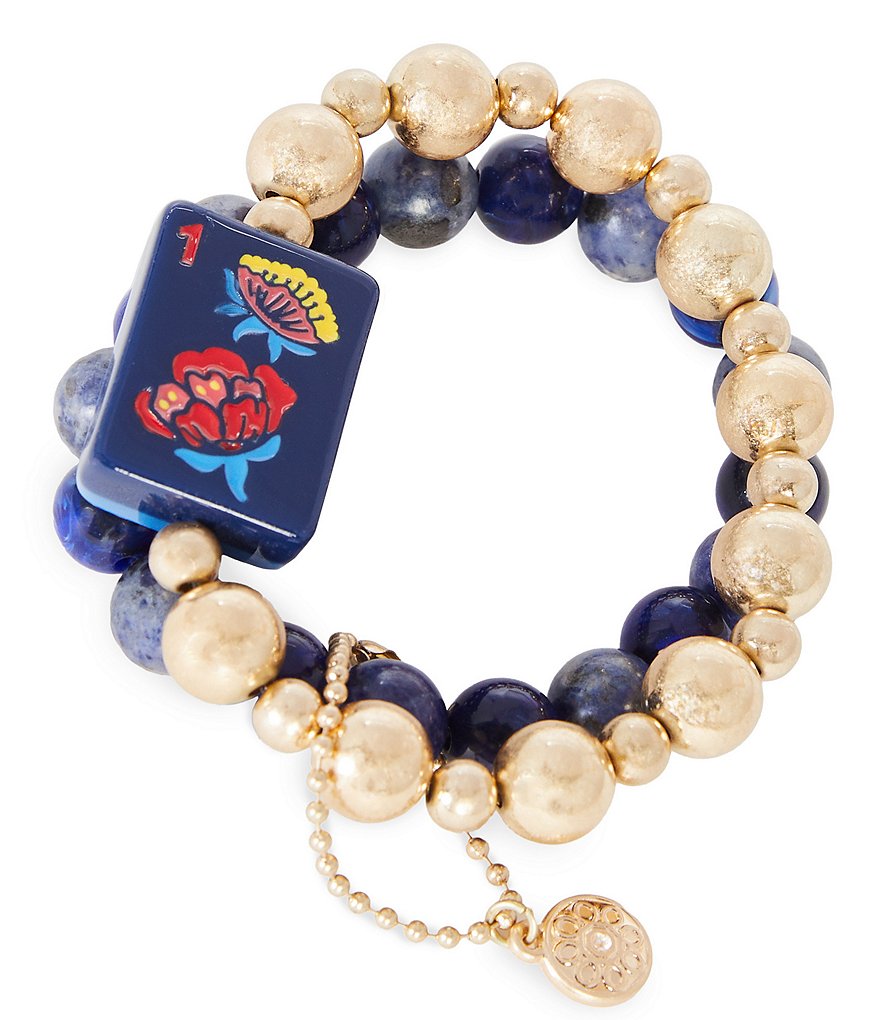 Southern Living Mahjong Tile Beaded Stretch Bracelet Set