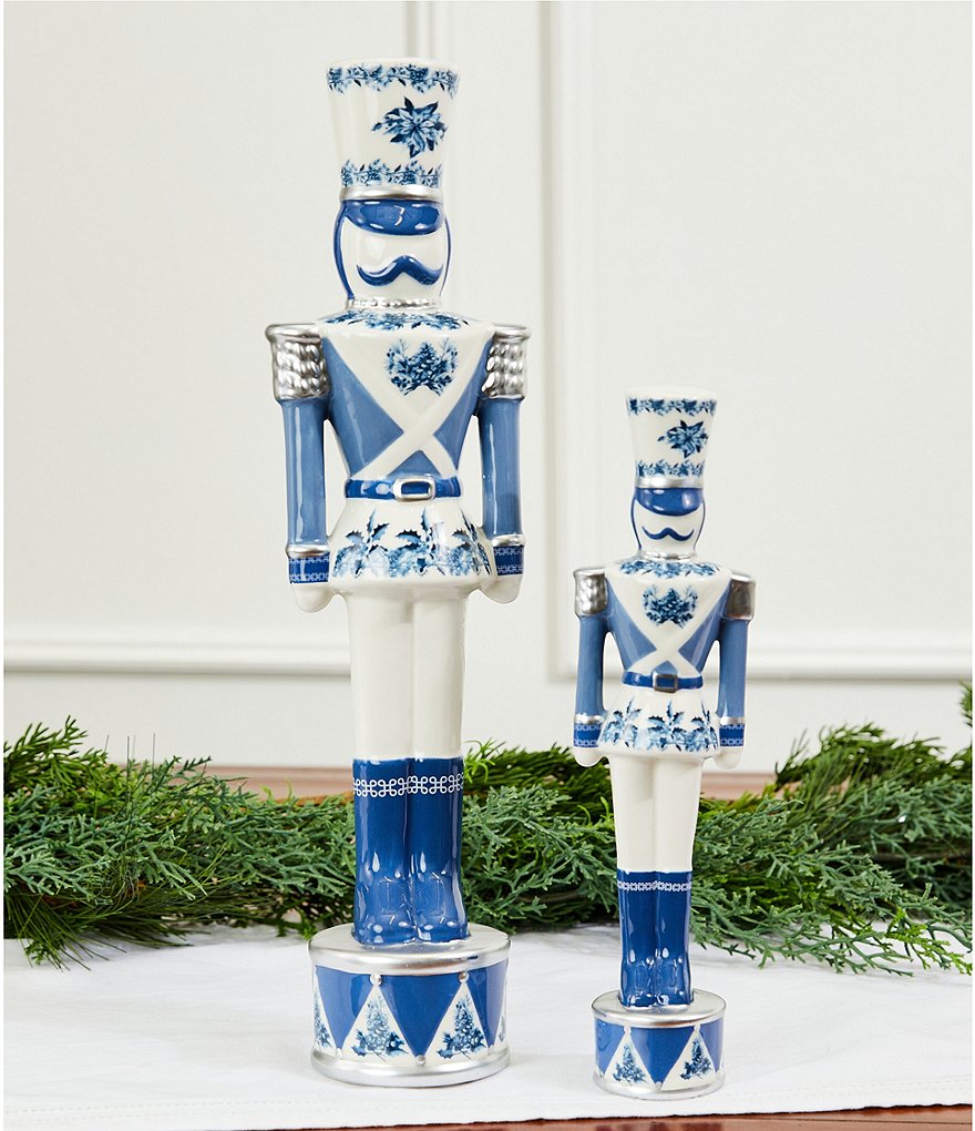 Meet Me Under The Mistletoe Collection Blue and White Chinoiserie Ceramic Nutcracker