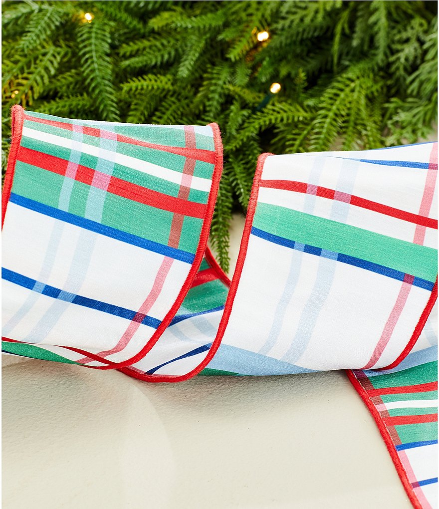 Meet Me Under The Mistletoe Multi Plaid Double Sided Decorative Ribbon