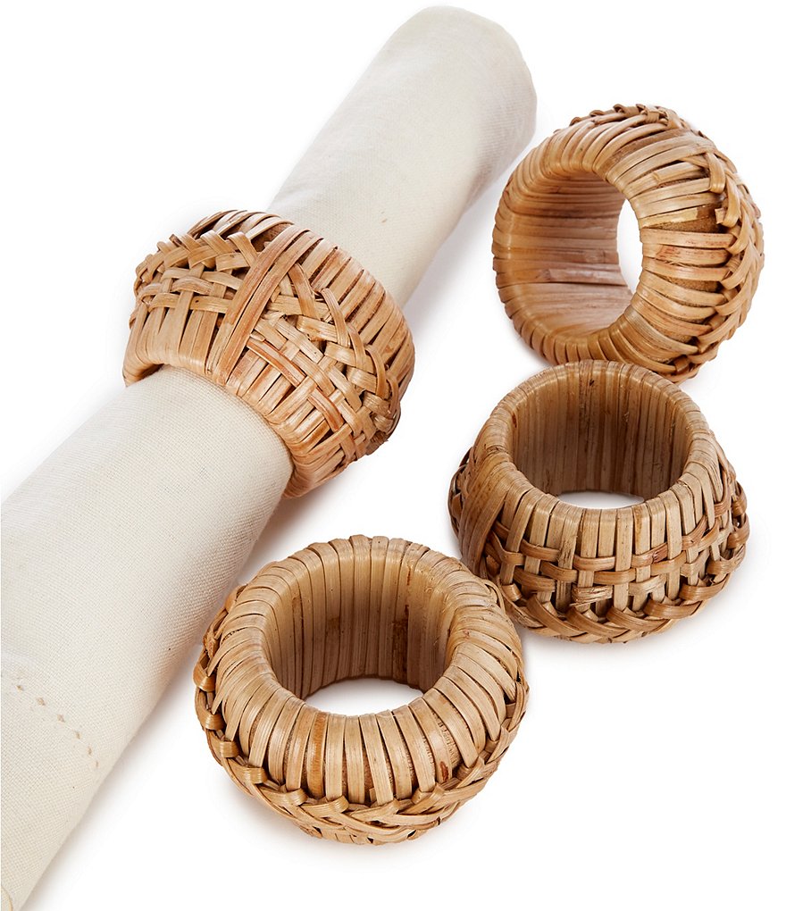 Southern Living Rattan Napkin Ring Holders, Set of 4 | Dillard's