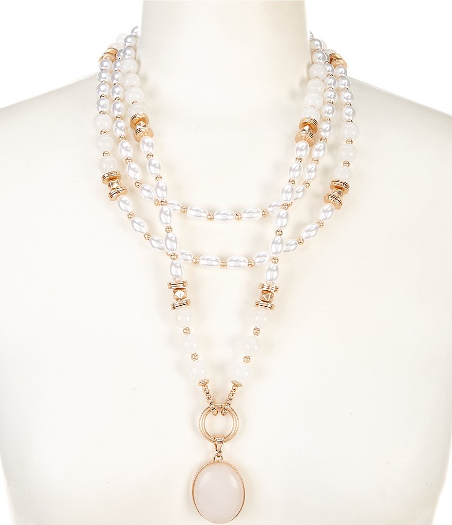 Southern Living Pearl Torsade Pendant Statement Necklace