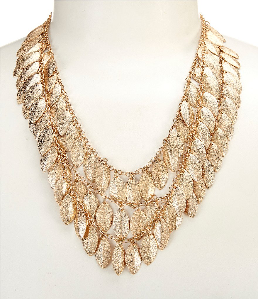 Southern Living Shakey Leaf Multi Strand Statement Necklace