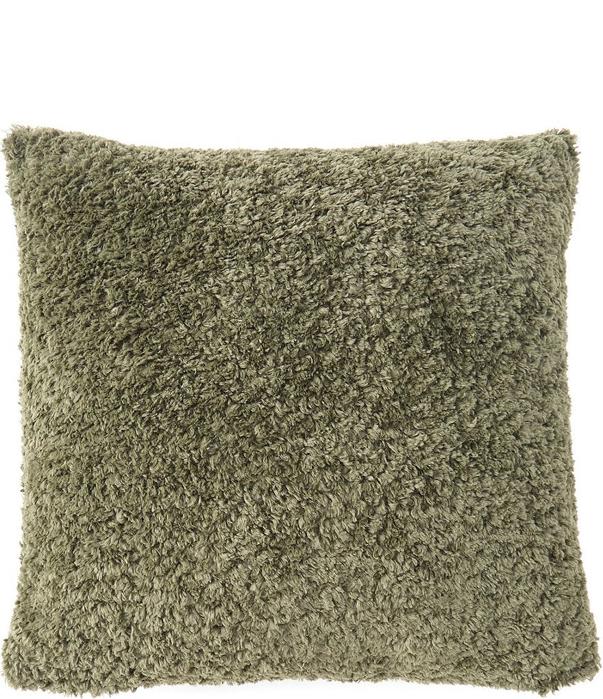 22X22 Wheat Green Boucle Square Throw Pillow