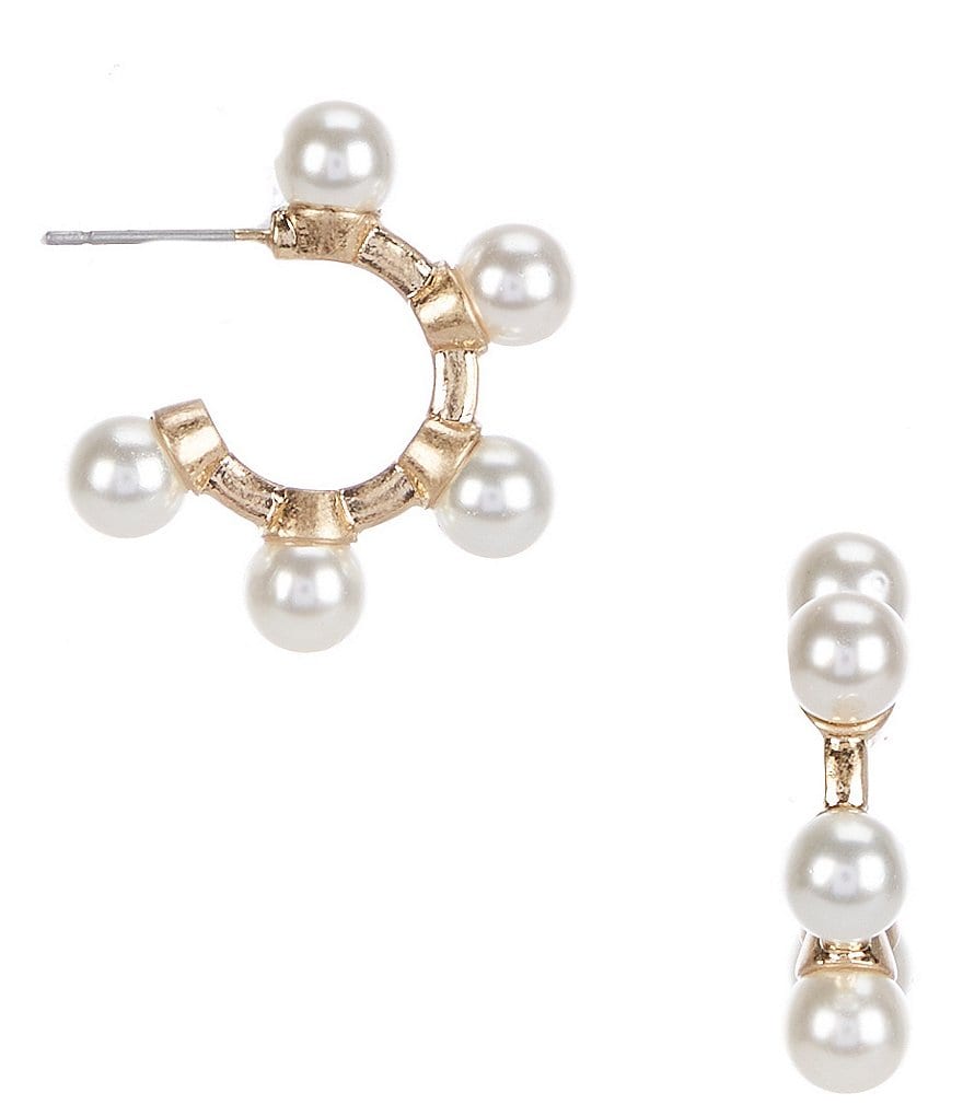 Tiny pearl sale hoop earrings