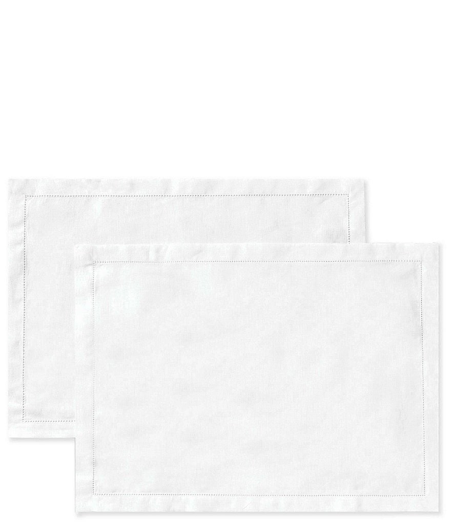 Southern Living White Hemstitched Placemat, Set of 2