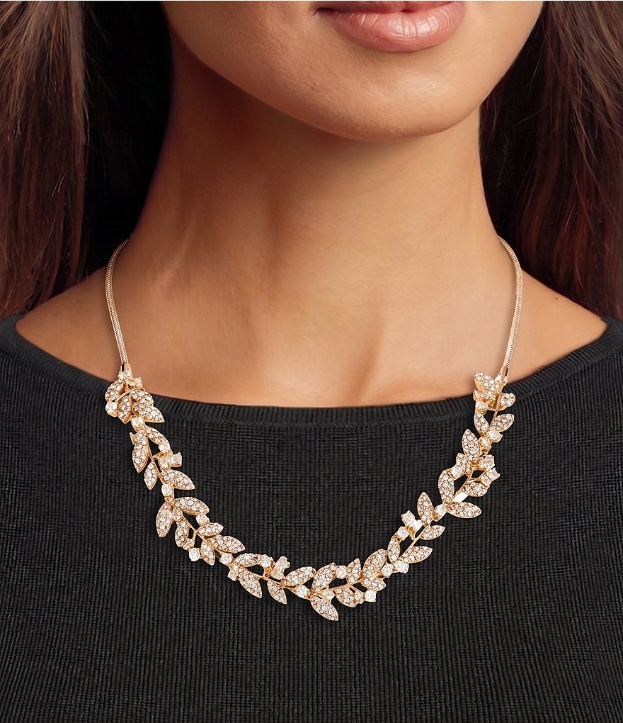 Southern Living x Borrowed & Blue Leaf Vine Cubic Zirconia Collar Necklace